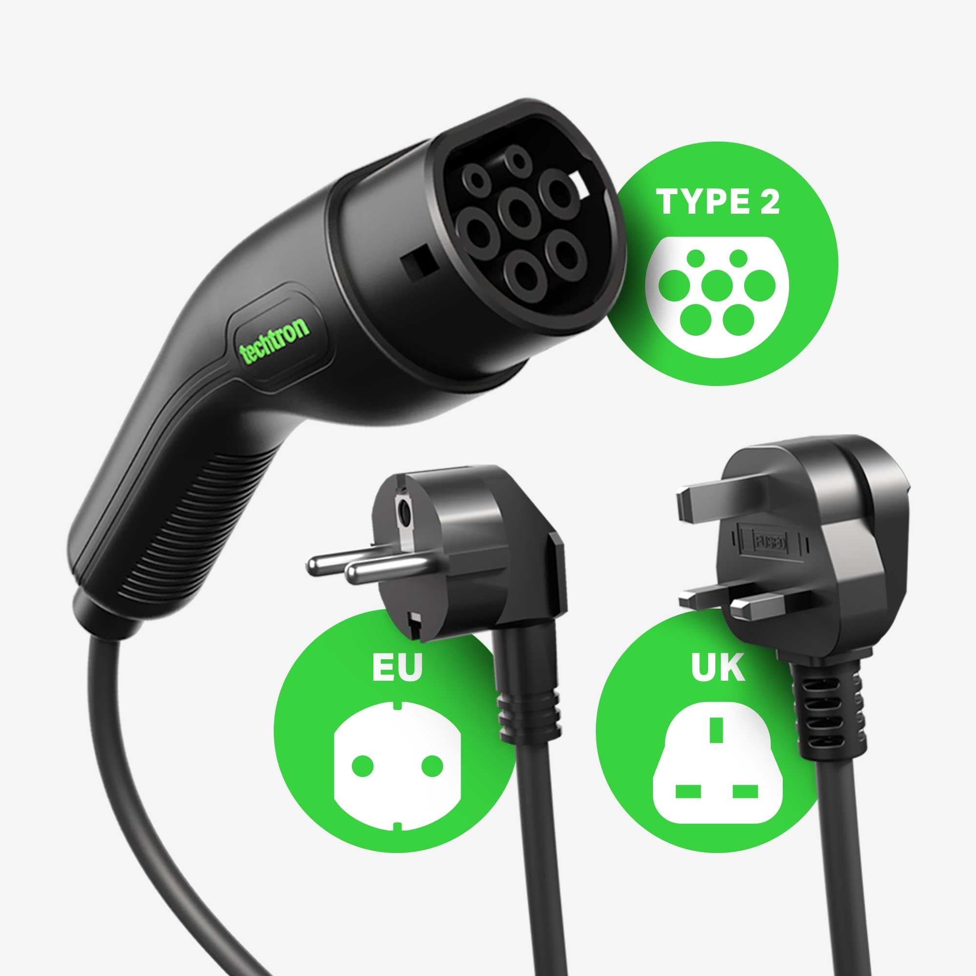 techtron EVP3-3+ (3.2-3.6 kW, Level 2, Type 2) Portable ev-Charger (Copy) techtron