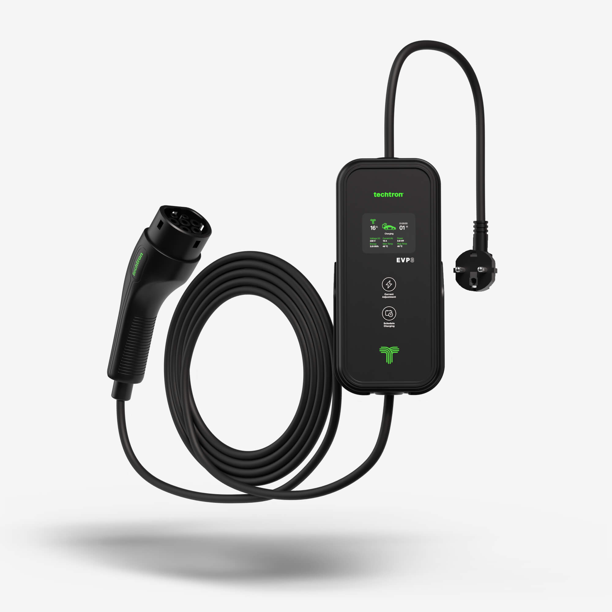 techtron EVP3-3+ (3.2-3.6 kW, Level 2, Type 2) Portable ev-Charger (Copy) techtron