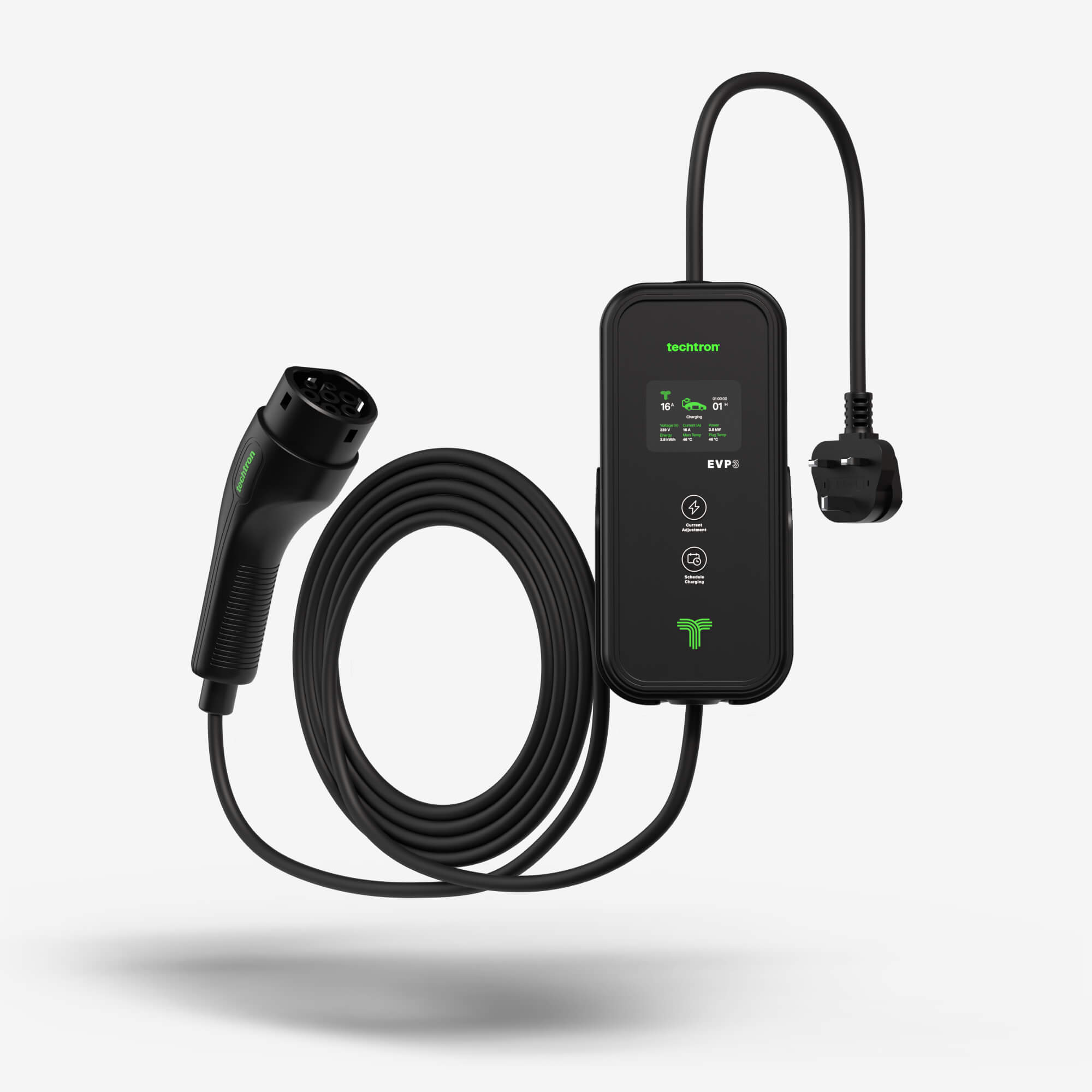 techtron EVP3-3+ (3.2-3.6 kW, Level 2, Type 2) Portable ev-Charger (Copy) techtron
