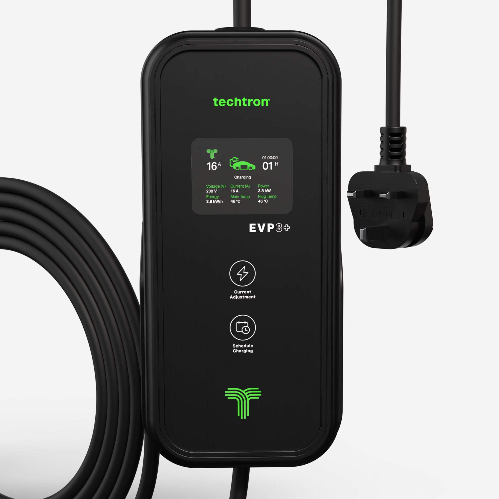 techtron EVP3-3+ (3.2-3.6 kW, Level 2, Type 2) Portable ev-Charger (Copy) techtron